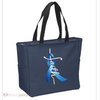 Faith Colon Cancer Cross Ribbon Tote Bag thumb 2