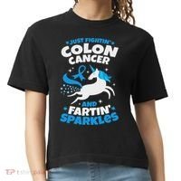 Funny Colon Cancer Fighter Fighting Unicorn Quote Gift Idea Comfort Colors Boxy T-Shirt thumb 0