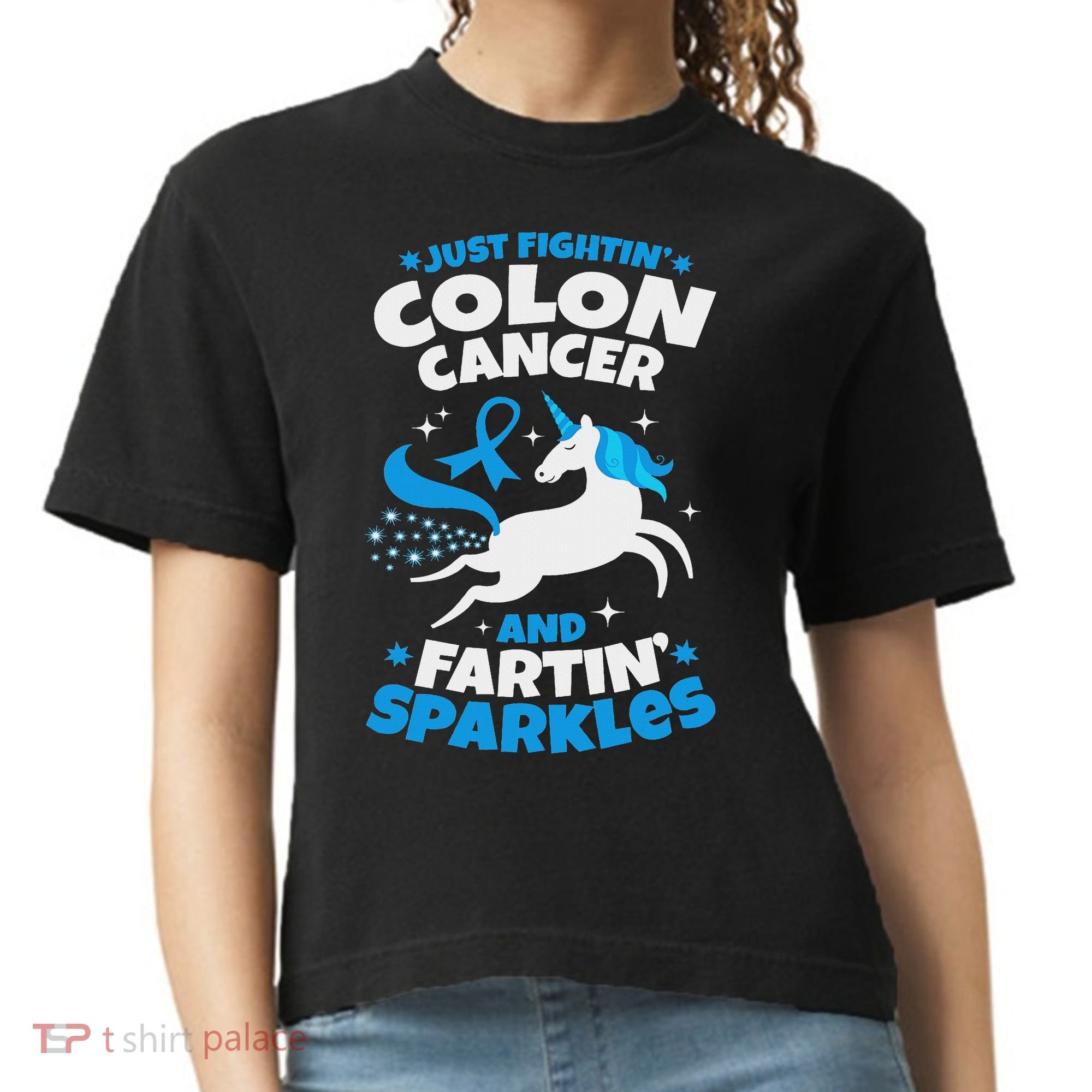 Funny Colon Cancer Fighter Fighting Unicorn Quote Gift Idea Comfort Colors Boxy T-Shirt
