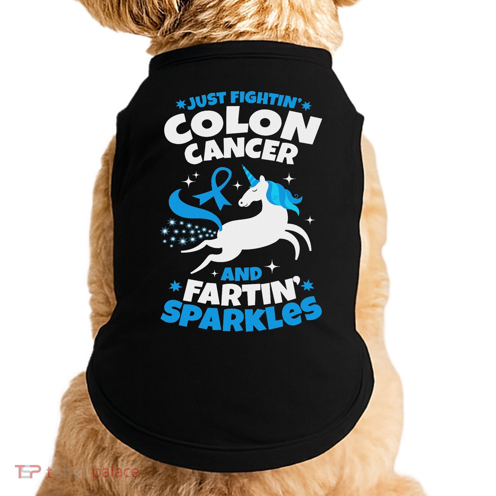 Funny Colon Cancer Fighter Fighting Unicorn Quote Gift Idea Doggie Tank