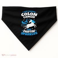Funny Colon Cancer Fighter Fighting Unicorn Quote Gift Idea USA-Made Doggie Bandana thumb 0
