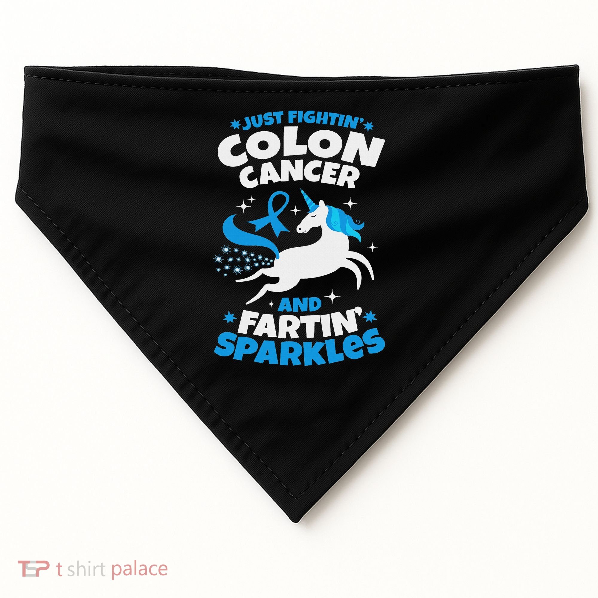 Funny Colon Cancer Fighter Fighting Unicorn Quote Gift Idea USA-Made Doggie Bandana