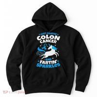 Funny Colon Cancer Fighter Fighting Unicorn Quote Gift Idea Hoodie thumb 0