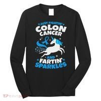 Funny Colon Cancer Fighter Fighting Unicorn Quote Gift Idea Long Sleeve Shirt thumb 0