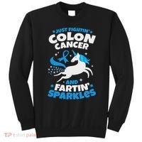 Funny Colon Cancer Fighter Fighting Unicorn Quote Gift Idea Sweatshirt thumb 0