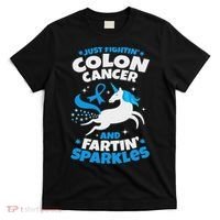 Funny Colon Cancer Fighter Fighting Unicorn Quote Gift Idea T-Shirt thumb 0
