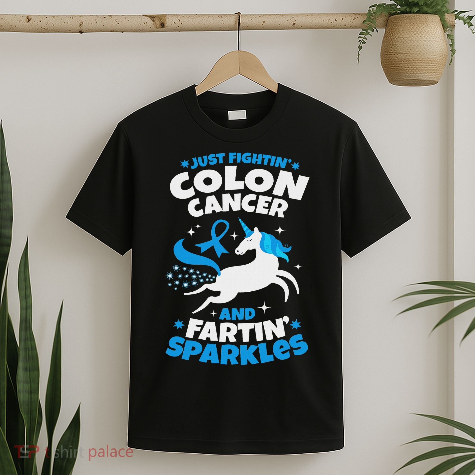 Funny Colon Cancer Fighter Fighting Unicorn Quote Gift Idea T-Shirt