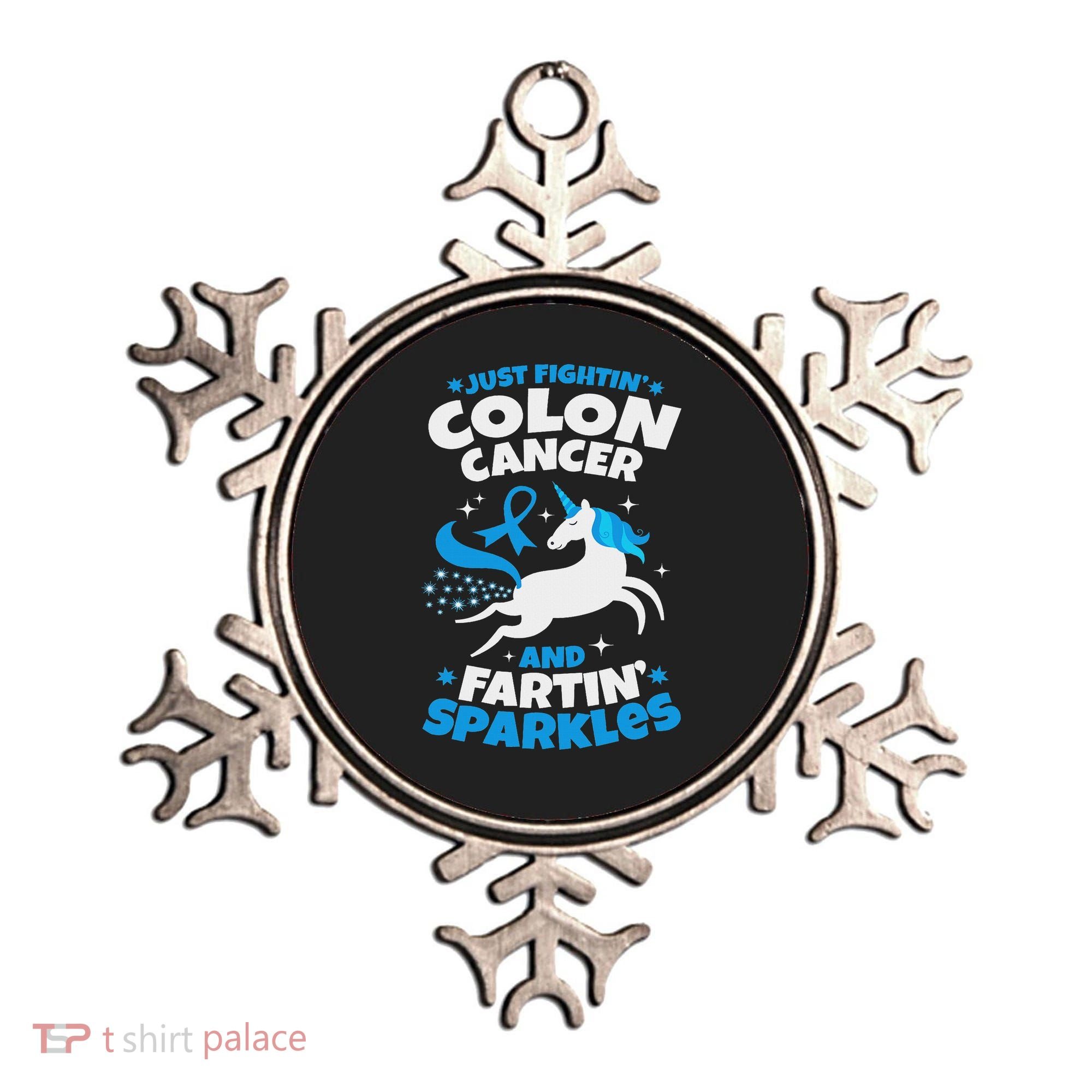 Funny Colon Cancer Fighter Fighting Unicorn Quote Gift Idea Ornament