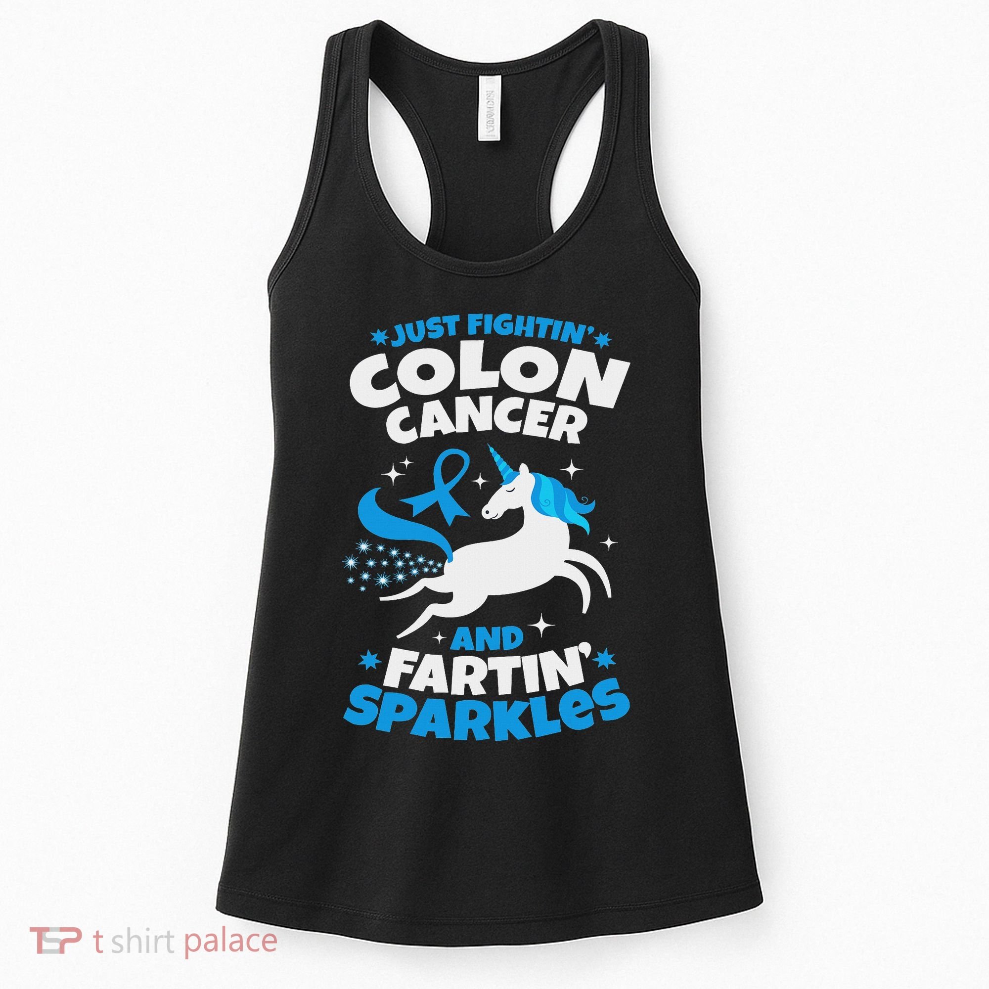 Funny Colon Cancer Fighter Fighting Unicorn Quote Gift Idea Women's Tank Top