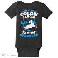 Funny Colon Cancer Fighter Fighting Unicorn Quote Gift Idea Baby Bodysuit thumb 0