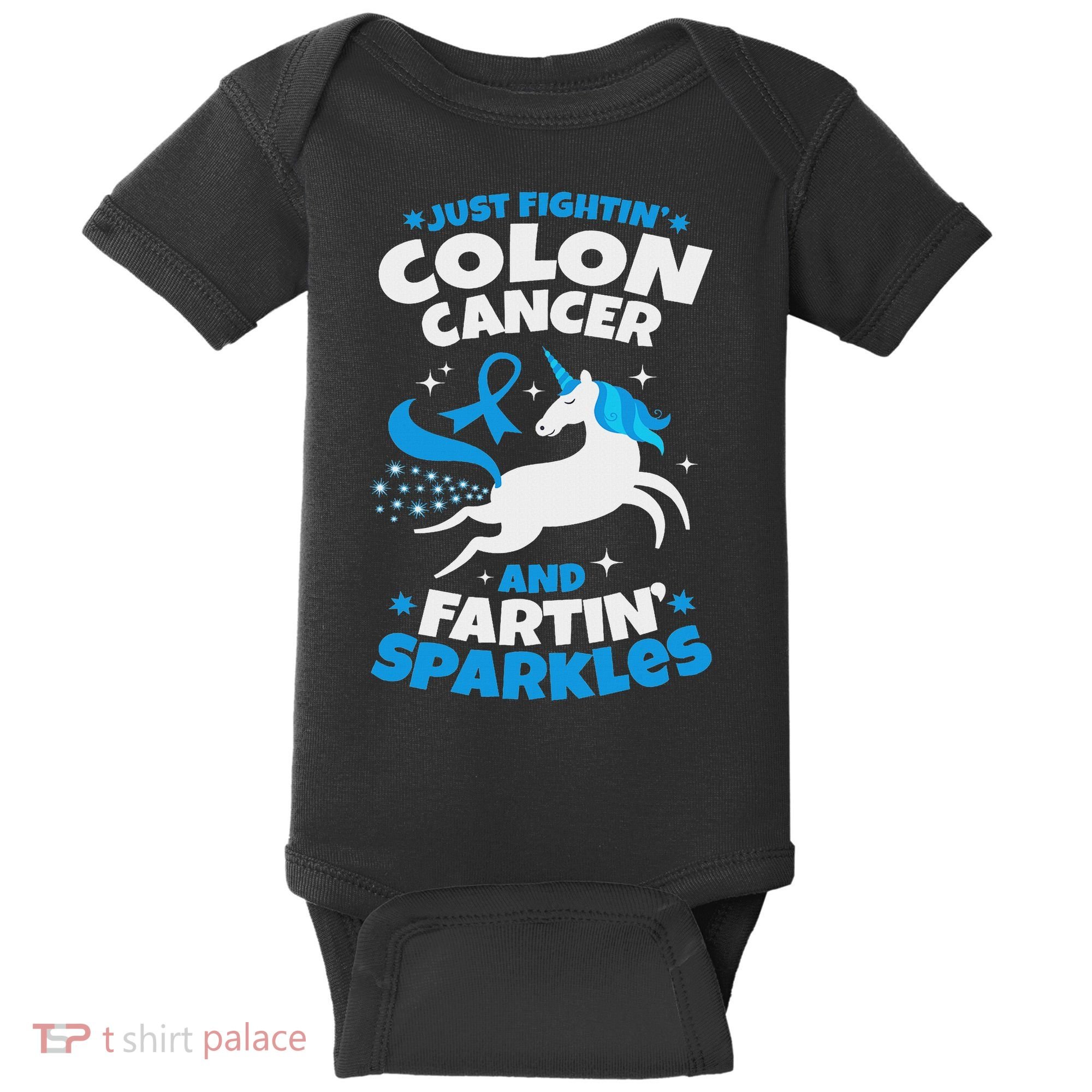 Funny Colon Cancer Fighter Fighting Unicorn Quote Gift Idea Baby Bodysuit