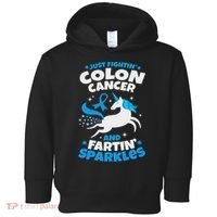Funny Colon Cancer Fighter Fighting Unicorn Quote Gift Idea Toddler Hoodie thumb 0