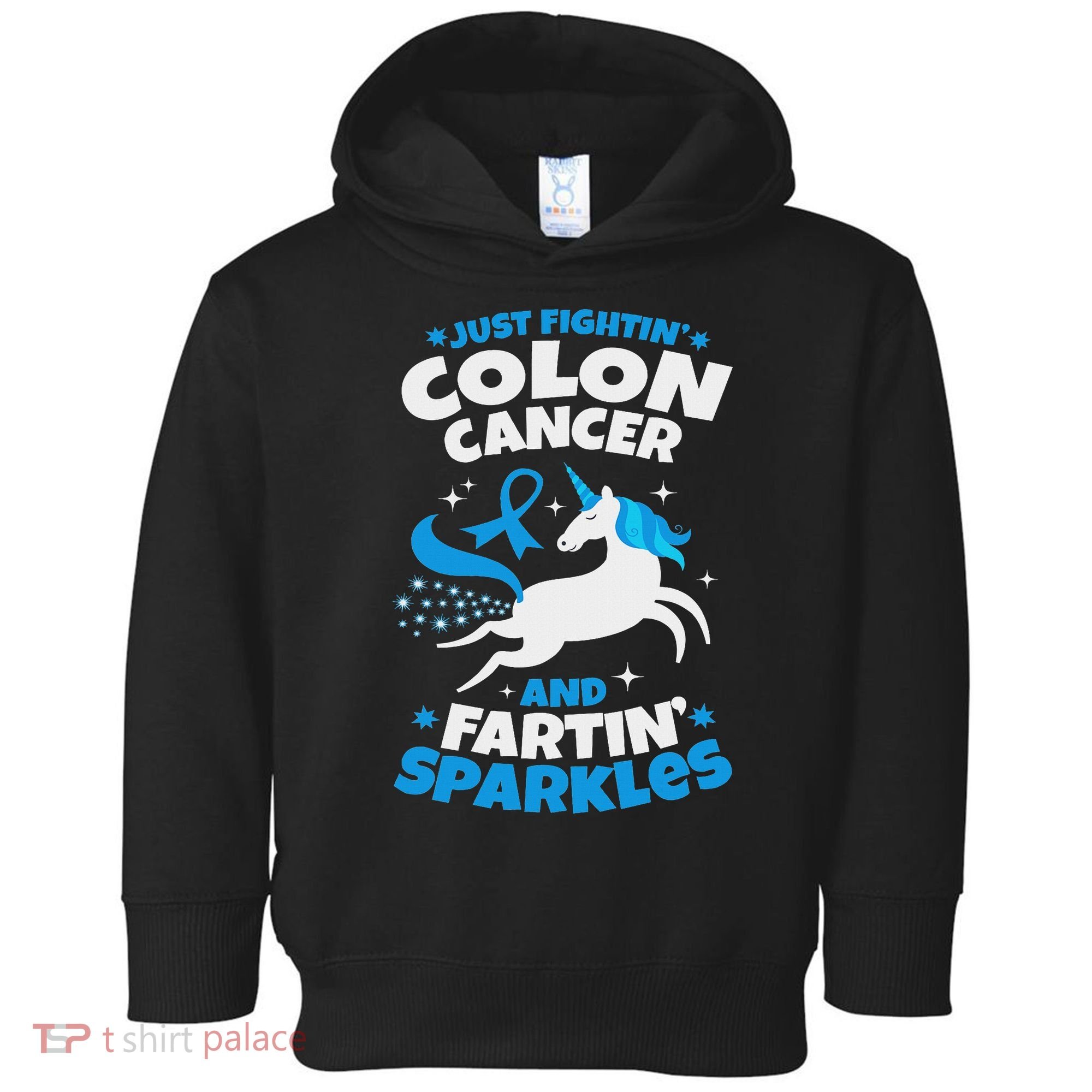 Funny Colon Cancer Fighter Fighting Unicorn Quote Gift Idea Toddler Hoodie