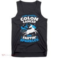 Funny Colon Cancer Fighter Fighting Unicorn Quote Gift Idea Tank Top thumb 0