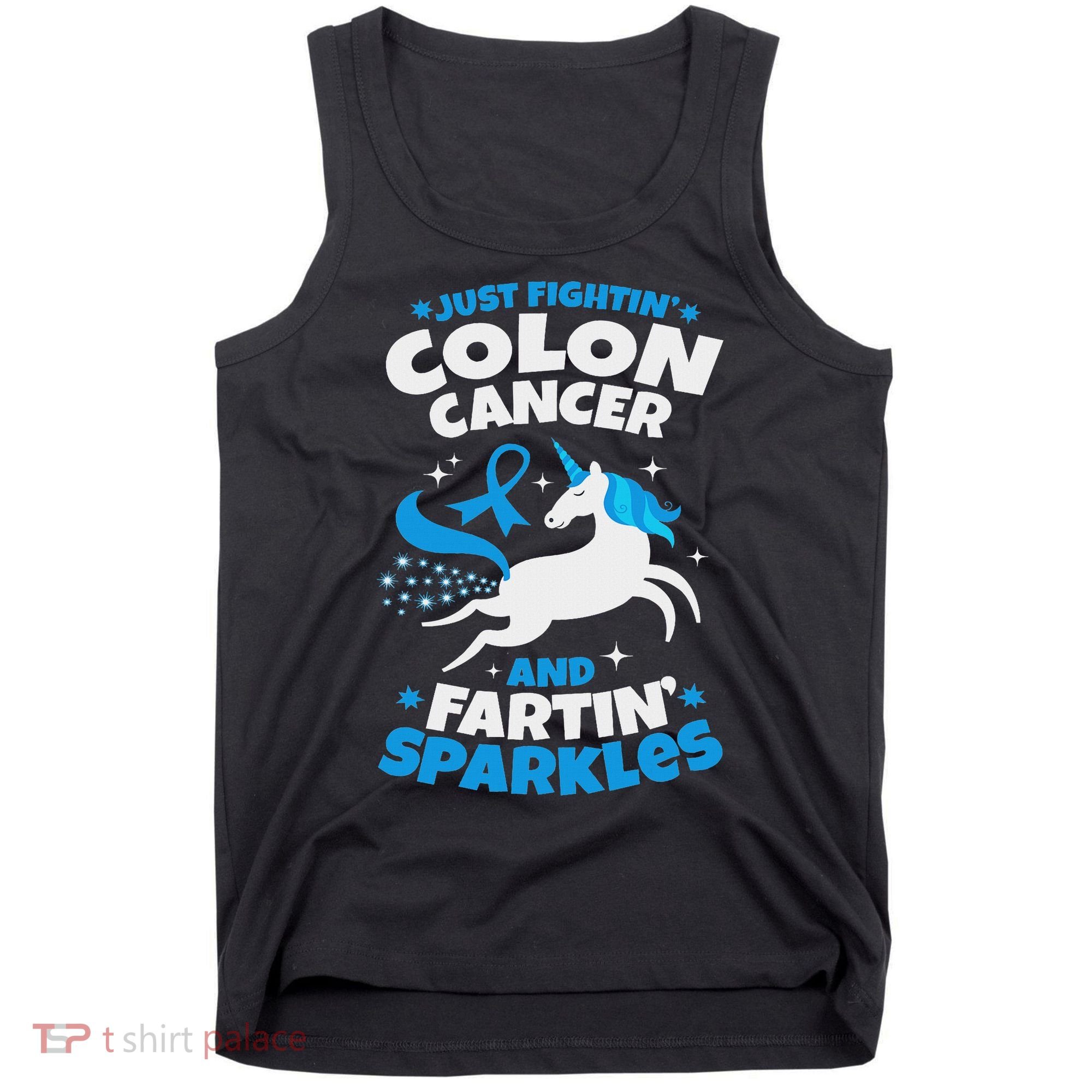 Funny Colon Cancer Fighter Fighting Unicorn Quote Gift Idea Tank Top