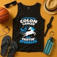 Funny Colon Cancer Fighter Fighting Unicorn Quote Gift Idea Tank Top thumb 4