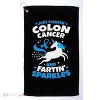Funny Colon Cancer Fighter Fighting Unicorn Quote Gift Idea Golf Towel thumb 0