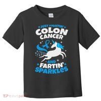 Funny Colon Cancer Fighter Fighting Unicorn Quote Gift Idea Toddler T-Shirt thumb 0