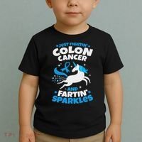 Funny Colon Cancer Fighter Fighting Unicorn Quote Gift Idea Toddler T-Shirt thumb 2