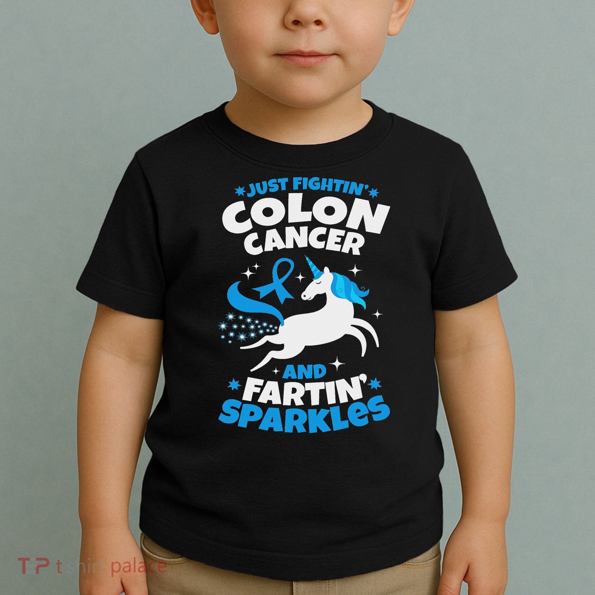 Funny Colon Cancer Fighter Fighting Unicorn Quote Gift Idea Toddler T-Shirt