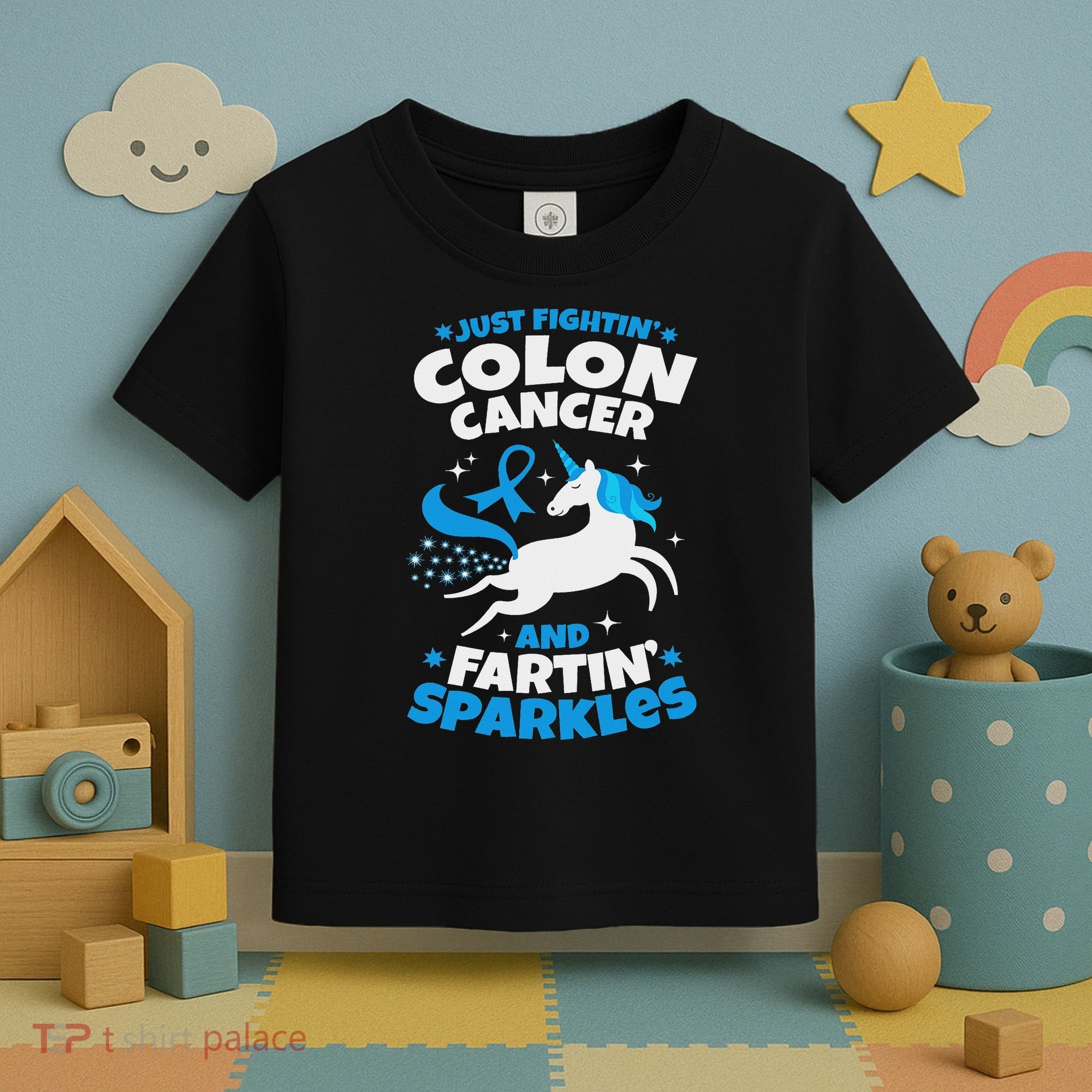 Funny Colon Cancer Fighter Fighting Unicorn Quote Gift Idea Toddler T-Shirt