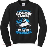 Funny Colon Cancer Fighter Fighting Unicorn Quote Gift Idea Kids Sweatshirt thumb 0