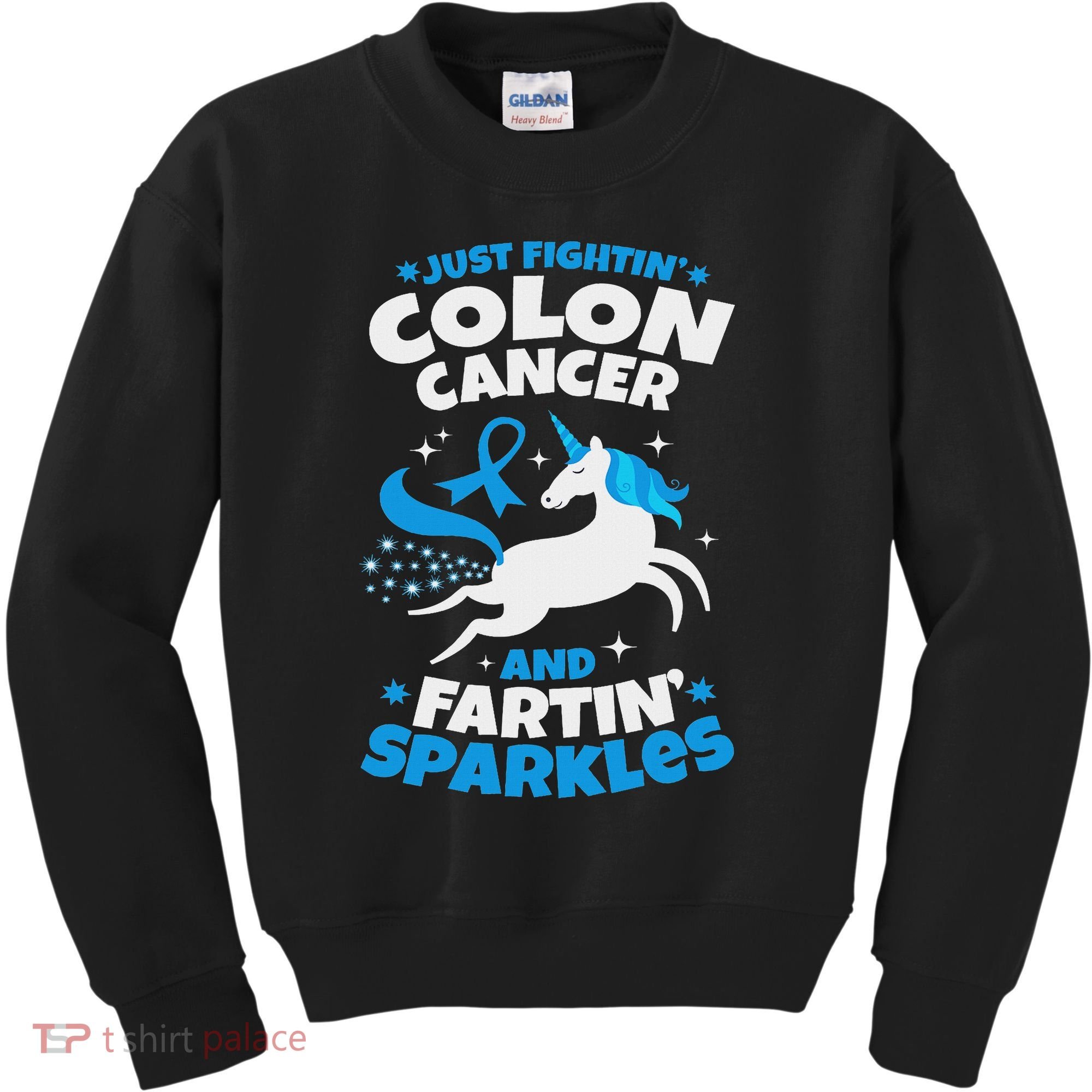 Funny Colon Cancer Fighter Fighting Unicorn Quote Gift Idea Kids Sweatshirt