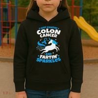 Funny Colon Cancer Fighter Fighting Unicorn Quote Gift Idea Kids Hoodie thumb 3
