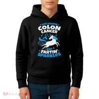Funny Colon Cancer Fighter Fighting Unicorn Quote Gift Idea Kids Hoodie thumb 4