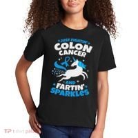 Funny Colon Cancer Fighter Fighting Unicorn Quote Gift Idea Kids T-Shirt thumb 2