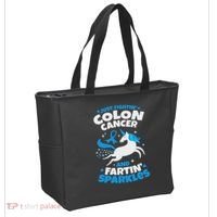 Funny Colon Cancer Fighter Fighting Unicorn Quote Gift Idea Tote Bag thumb 2