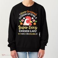 Funny Crazy Chicken Farmer Lady Women's Sweatshirt thumb 0