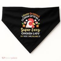 Funny Crazy Chicken Farmer Lady USA-Made Doggie Bandana thumb 0