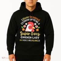 Funny Crazy Chicken Farmer Lady Hoodie thumb 2