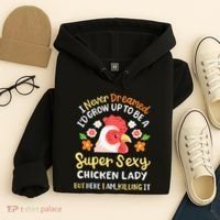 Funny Crazy Chicken Farmer Lady Hoodie thumb 4