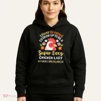 Funny Crazy Chicken Farmer Lady Hoodie thumb 5