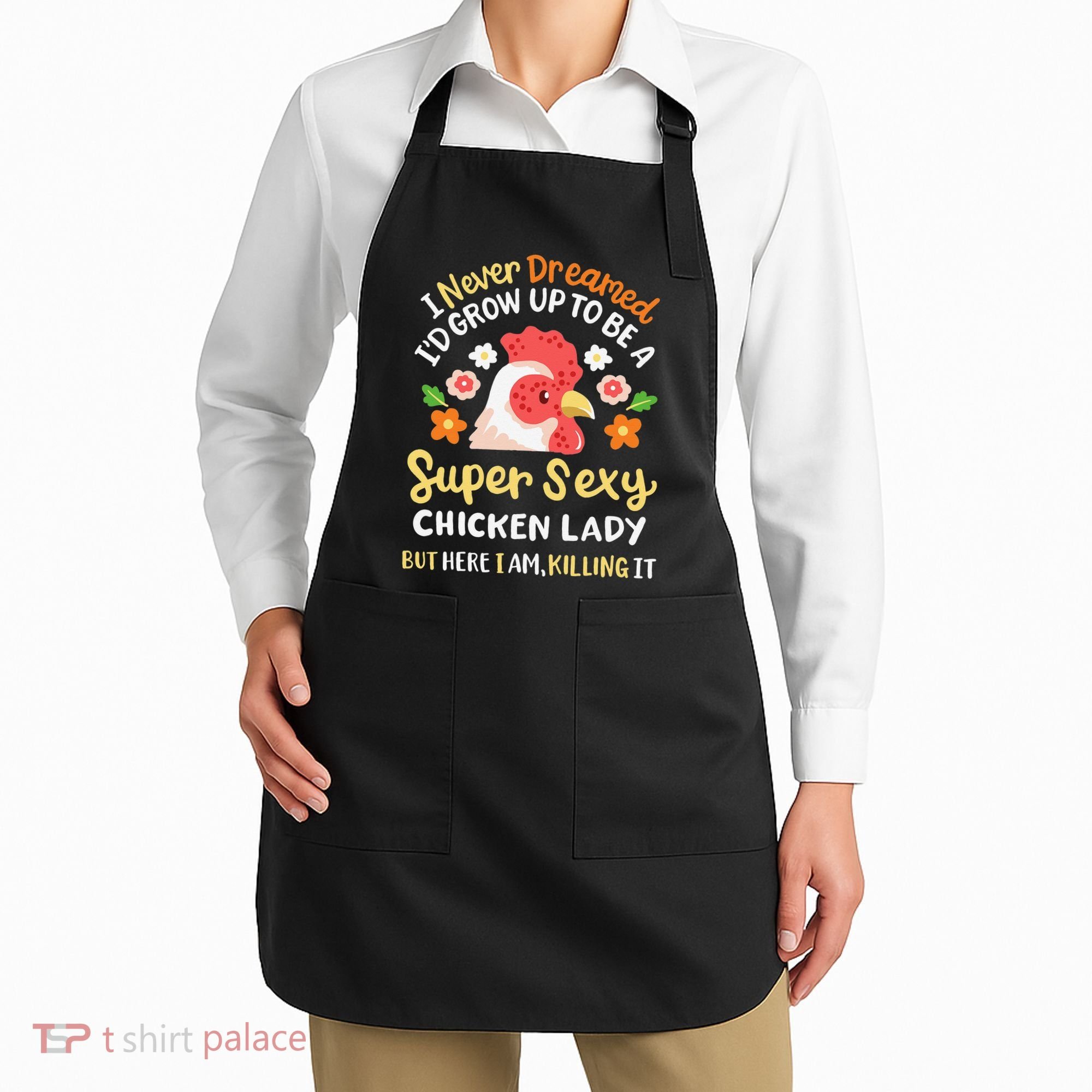 Funny Crazy Chicken Farmer Lady Apron