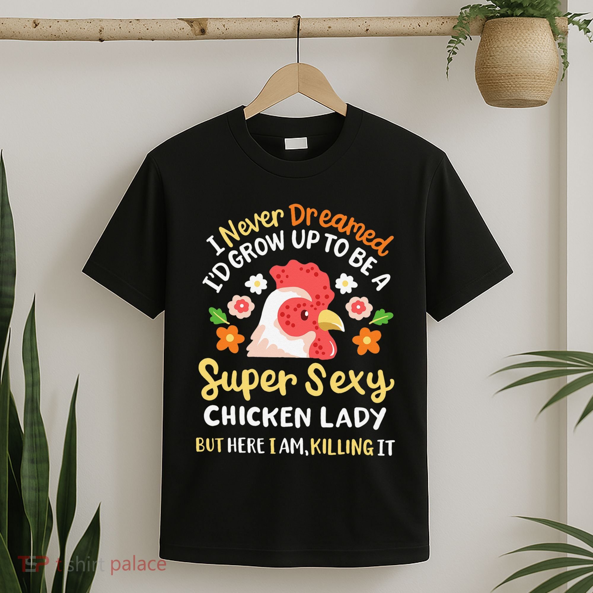 Funny Crazy Chicken Farmer Lady T-Shirt