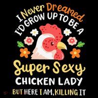 Funny Crazy Chicken Farmer Lady Button thumb 1