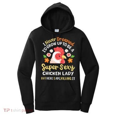 Funny Crazy Chicken Farmer Lady Women's Hoodie