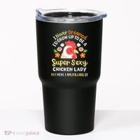 Funny Crazy Chicken Farmer Lady Tumbler thumb 0