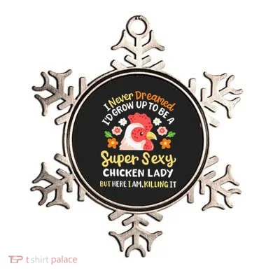 Funny Crazy Chicken Farmer Lady Ornament