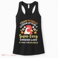 Funny Crazy Chicken Farmer Lady Women's Tank Top thumb 0