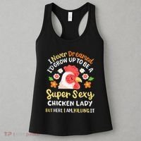 Funny Crazy Chicken Farmer Lady Women's Tank Top thumb 3