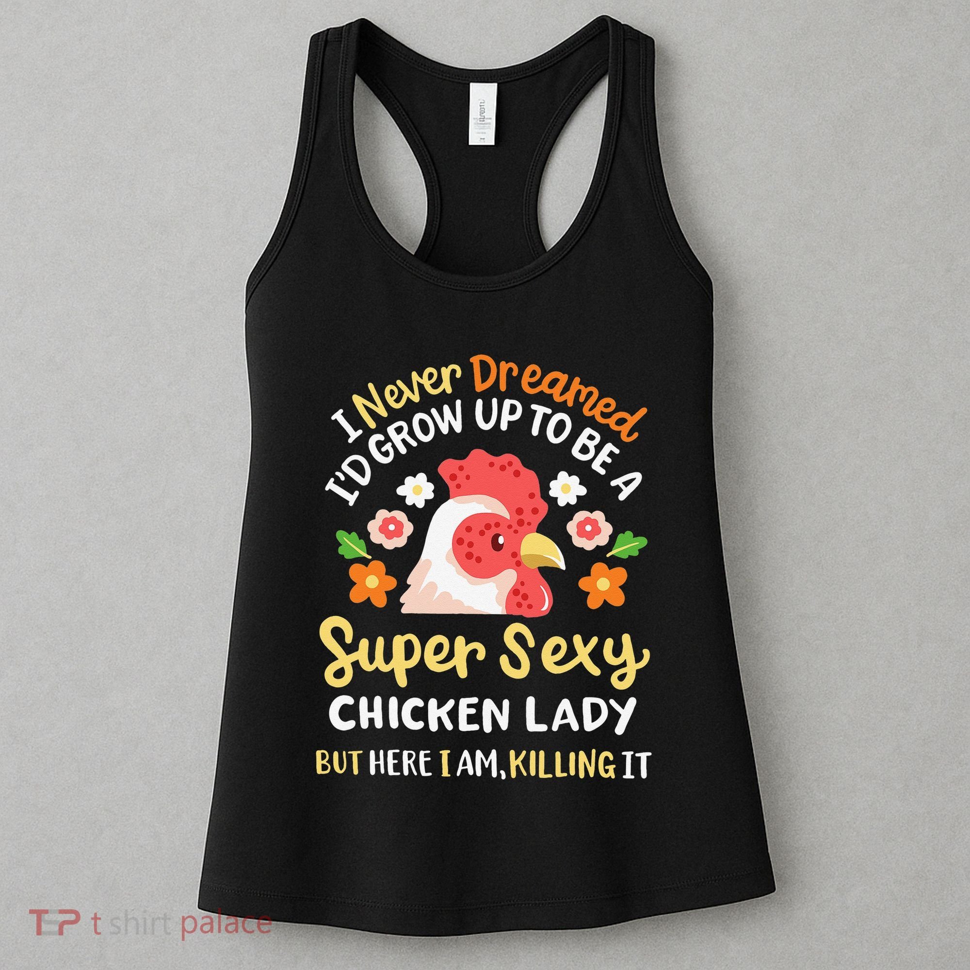 Funny Crazy Chicken Farmer Lady Women's Tank Top