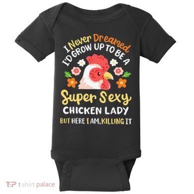 Funny Crazy Chicken Farmer Lady Baby Bodysuit