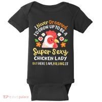 Funny Crazy Chicken Farmer Lady Baby Bodysuit thumb 0