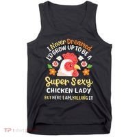 Funny Crazy Chicken Farmer Lady Tank Top thumb 0