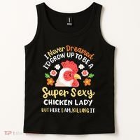 Funny Crazy Chicken Farmer Lady Tank Top thumb 2