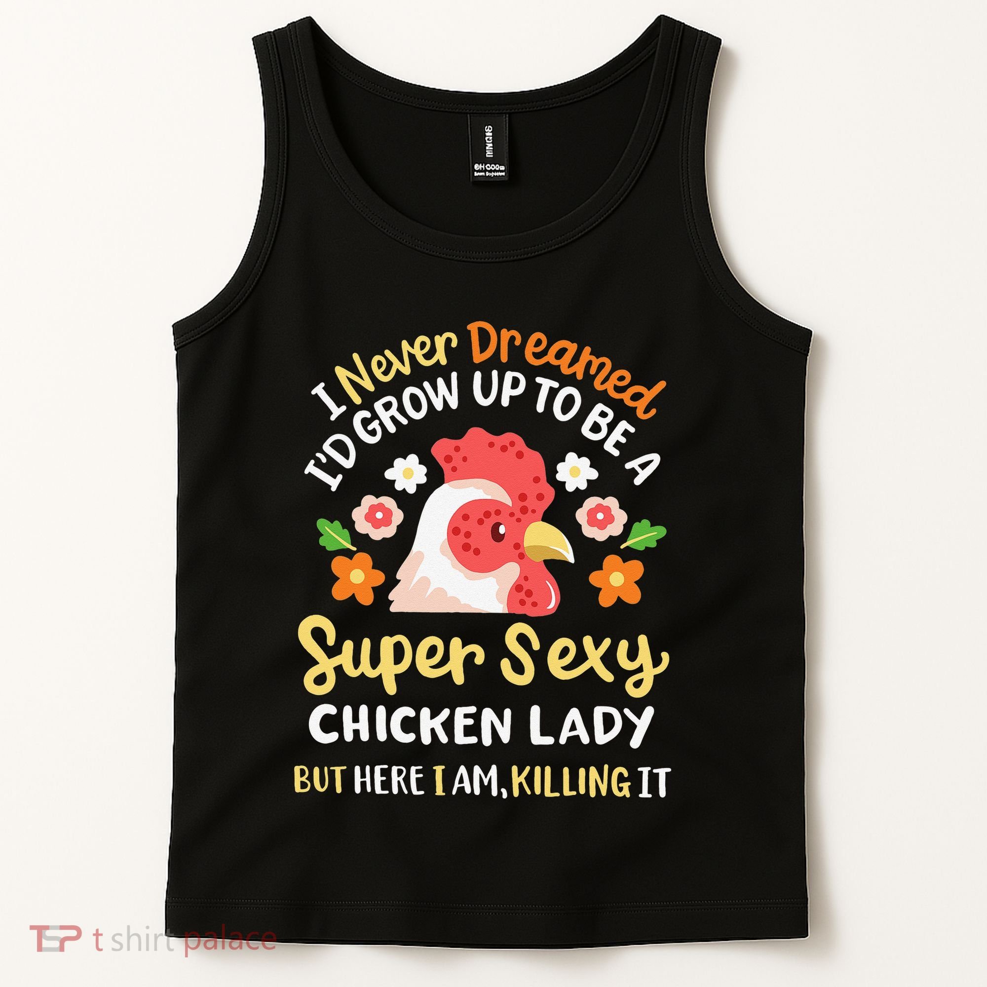 Funny Crazy Chicken Farmer Lady Tank Top